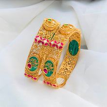 Royal Emerald & Ruby Antique Filigree Designer Bangle Set