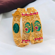 Royal Emerald & Ruby Antique Filigree Designer Bangle Set