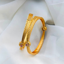 Royal Antique Gold Filigree Ruby Accent Designer Bangle