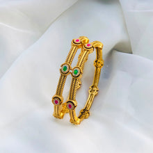 Royal Emerald & Ruby Antique Chain-Link Designer Bangle Set