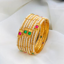 Royal Emerald & Ruby Pearl Luxe Designer Bangle Set