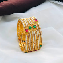 Royal Emerald & Ruby Pearl Luxe Designer Bangle Set