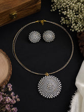 CZ Diamond Pendant Necklace Set with Earrings | Radhe Jewellery