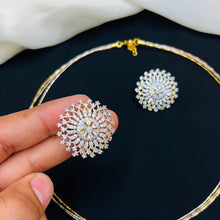 CZ Diamond Pendant Necklace Set with Earrings | Radhe Jewellery