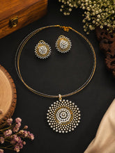 CZ Diamond Pendant Necklace Set with Earrings | Radhe Jewellery