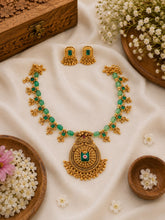 Antique Ruby Green Stone Designer Necklace Set