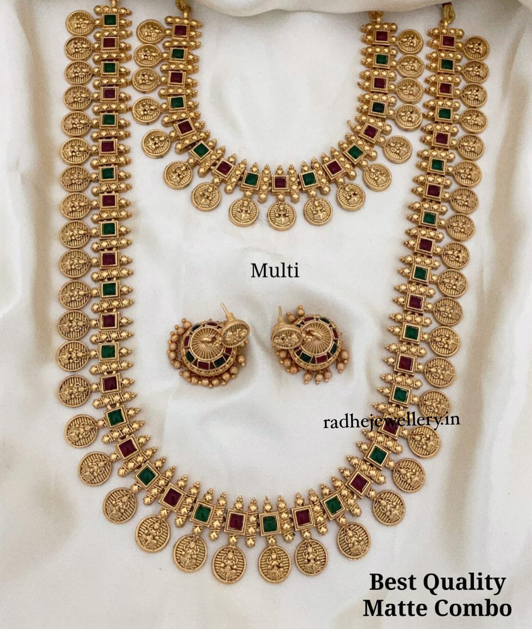 Laxmi Temple Work Gold Look Necklace Set