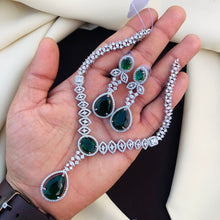 Premium American Diamond High Neck Choker Set