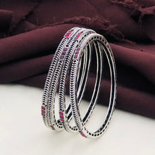 Oxidized Silver Bangles(4 Pc)/German Silver