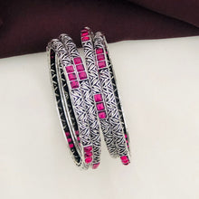 Oxidized Silver Bangles(4 Pc)/German Silver