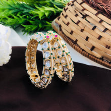 Premium Kundan AD Stone Gold-Plated Bangles Set