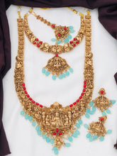 Beautiful Semi Bridel Necklace Set for Women, south Indian jewellery matt finished designer kemp stone