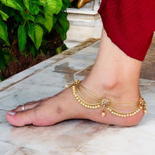 Bridal anklet/South Indian anklet/temple jewellery/stone anklet/Indian anklets Indian gold anklets/gift for her