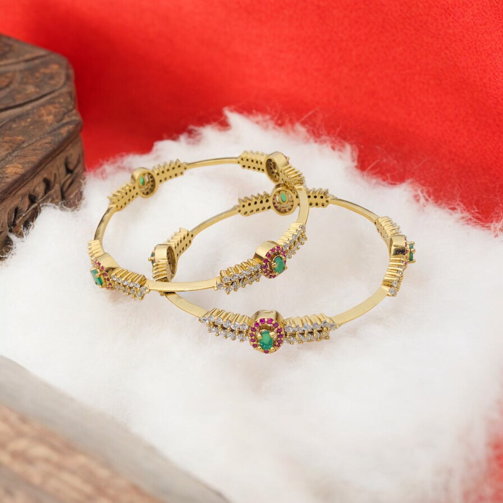 Antique Gold Plated/indian Bangles/AD Stone bangles/Gift For Her/Delicate Bracelets