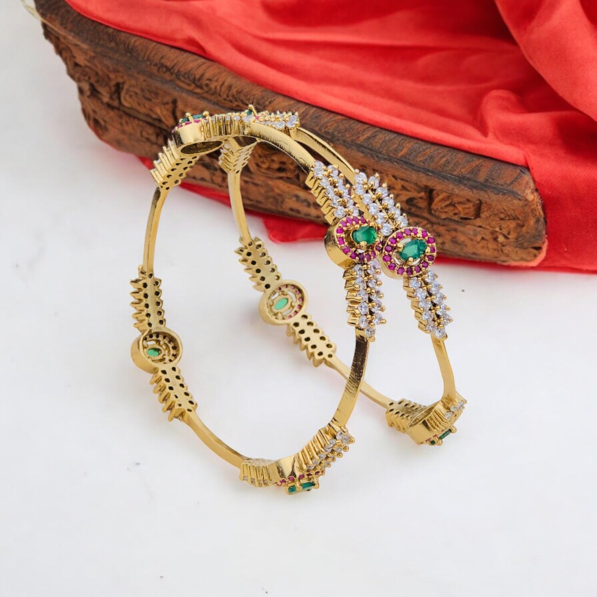 Antique Gold Plated/indian Bangles/AD Stone bangles/Gift For Her/Delicate Bracelets