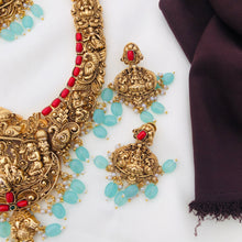 Beautiful Semi Bridel Necklace Set for Women, south Indian jewellery matt finished designer kemp stone