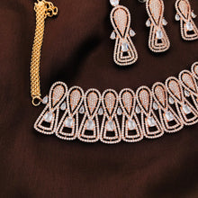 Rose Gold- AD Stone Choker set with Mang Tikka | Indian Bollywood Style Fashion Jewelry | AD Stone Choker Set