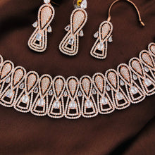 Rose Gold- AD Stone Choker set with Mang Tikka | Indian Bollywood Style Fashion Jewelry | AD Stone Choker Set