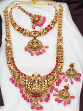 Beautiful Semi Bridel Necklace Set for Women, south Indian jewellery matt finished designer kemp stone