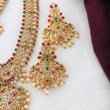 Beautiful Semi Bridel Necklace Set for Women, south Indian jewellery matt finished designer kemp stone