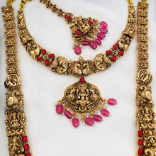 Beautiful Semi Bridel Necklace Set for Women, south Indian jewellery matt finished designer kemp stone