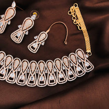 Rose Gold- AD Stone Choker set with Mang Tikka | Indian Bollywood Style Fashion Jewelry | AD Stone Choker Set