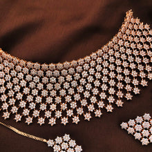 Rose Gold- AD Stone Choker set with Mang Tikka | Indian Bollywood Style Fashion Jewelry | AD Stone Choker Set