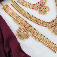 Beautiful Semi Bridel Necklace Set for Women, south Indian jewellery matt finished designer kemp stone