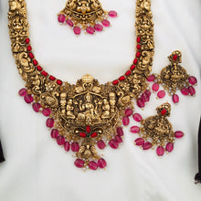 Beautiful Semi Bridel Necklace Set for Women, south Indian jewellery matt finished designer kemp stone