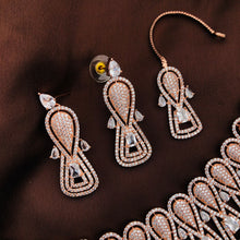 Rose Gold- AD Stone Choker set with Mang Tikka | Indian Bollywood Style Fashion Jewelry | AD Stone Choker Set