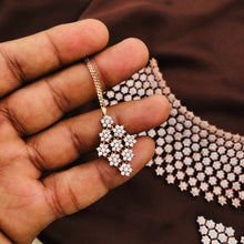 Rose Gold- AD Stone Choker set with Mang Tikka | Indian Bollywood Style Fashion Jewelry | AD Stone Choker Set