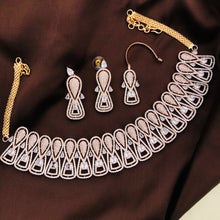 Rose Gold- AD Stone Choker set with Mang Tikka | Indian Bollywood Style Fashion Jewelry | AD Stone Choker Set