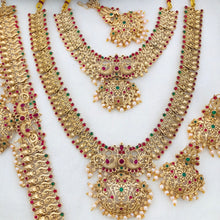 Beautiful Semi Bridel Necklace Set for Women, south Indian jewellery matt finished designer kemp stone