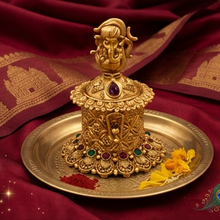 Antique Finish Lord Ganesha Kumkum Box | Traditional Pooja Kumkum Holder