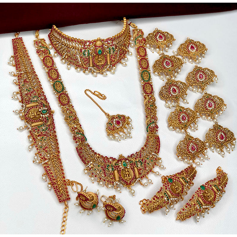 South Indian Women Temple Necklace Set /Gold Plated Bridal Jewellery /Traditional Fashion Jewelry/Designer Necklace / Wedding Wear Gift