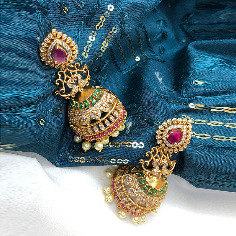 Famous Aashiqui Revived Jhumkis, With Ruby Stones & Pearls