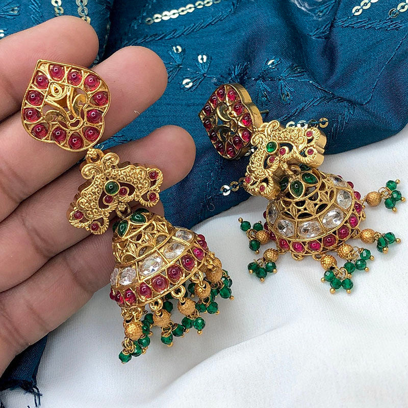 Unique Designer Jhumkis, With Ruby Stones & Beads