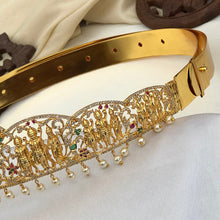 Iconic Religious Ram Darbar Hip Belt With Multicolor Stones