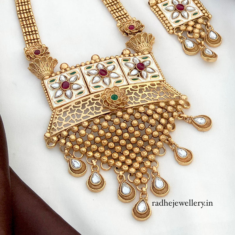 Tribal Long Haram Rajwadi Jewellery Set, All Brass, Premium Quality