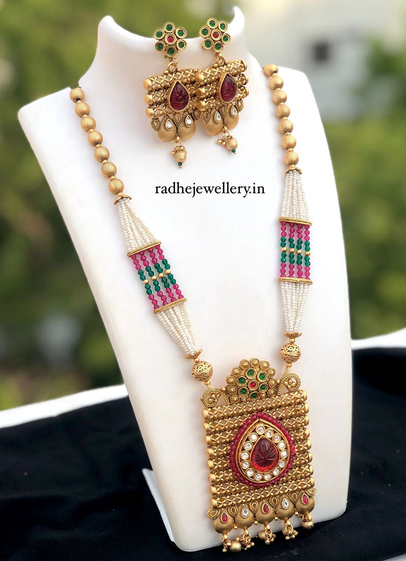 Tribal Long Haram Rajwadi Jewellery Set, All Brass, Premium Quality