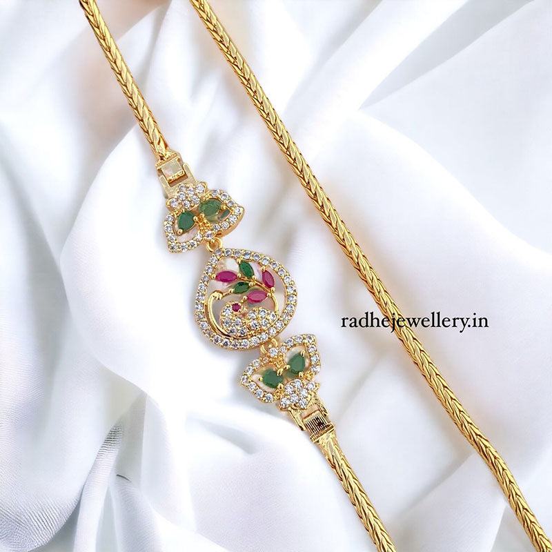 Floral Design Mugappa Chain 1 Gram Gold Plated Mop Jewelry Chain