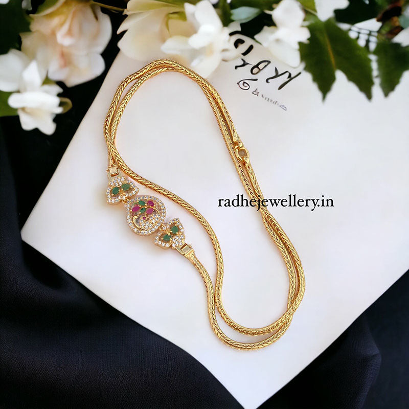 Floral Design Mugappa Chain 1 Gram Gold Plated Mop Jewelry Chain