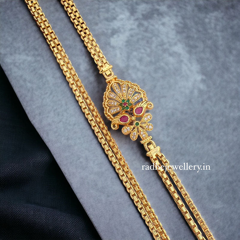 Crown Flower Design Mugappa Chain 1 Gram Gold Plated Mop Jewelry Chain