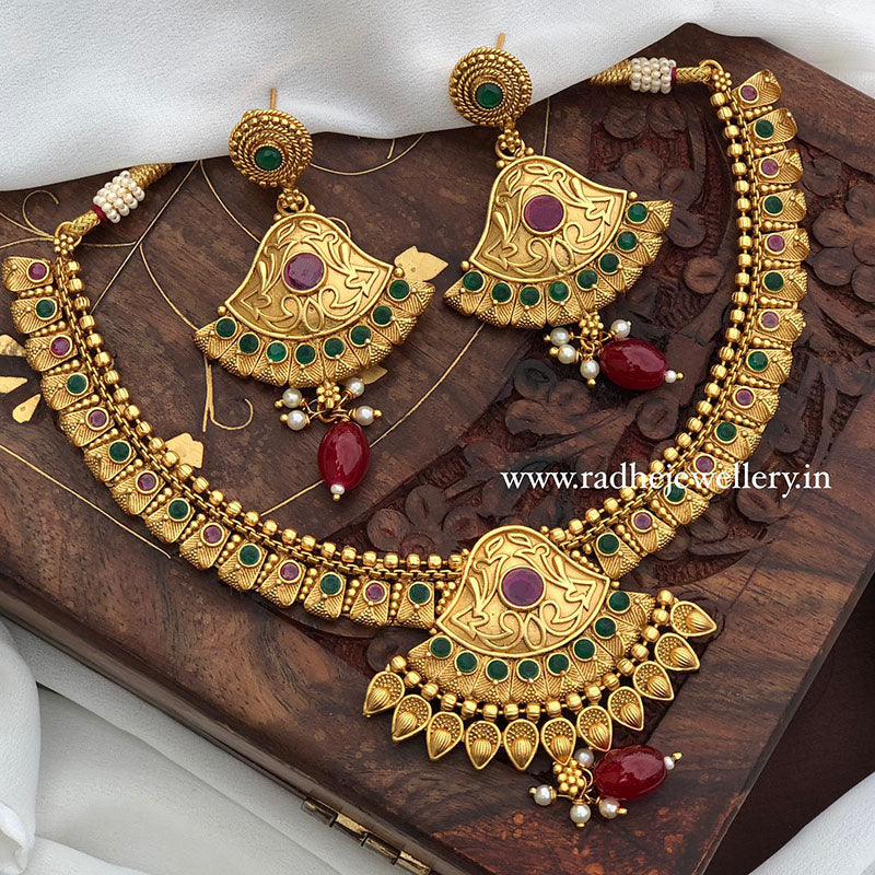 Ethnic Rajwadi Necklace Set, with Earrings