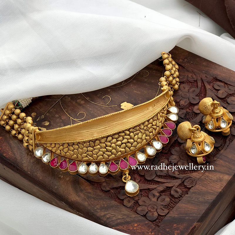 Ethnic Rajwadi Necklace Set, with Earrings