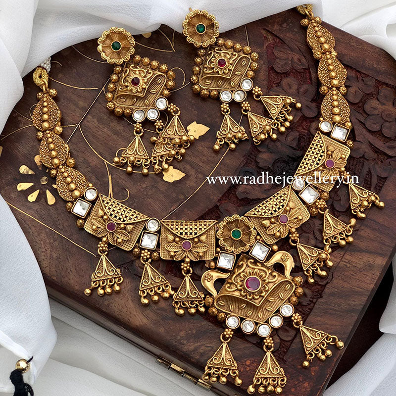 Ethnic Rajwadi Necklace Set, with Earrings