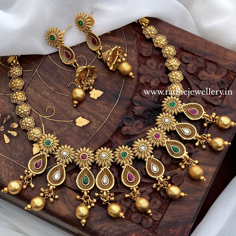 Ethnic Rajwadi Necklace Set, with Earrings