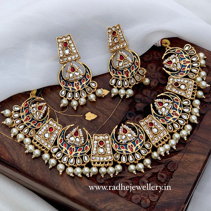 Ethnic Rajwadi Necklace Set, with Earrings