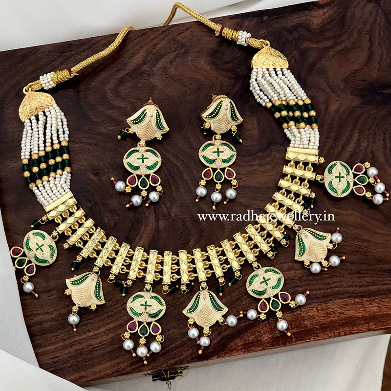 Ethnic Rajwadi Necklace Set, with Earrings