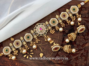 Ethnic Rajwadi Necklace Set, with Earrings
